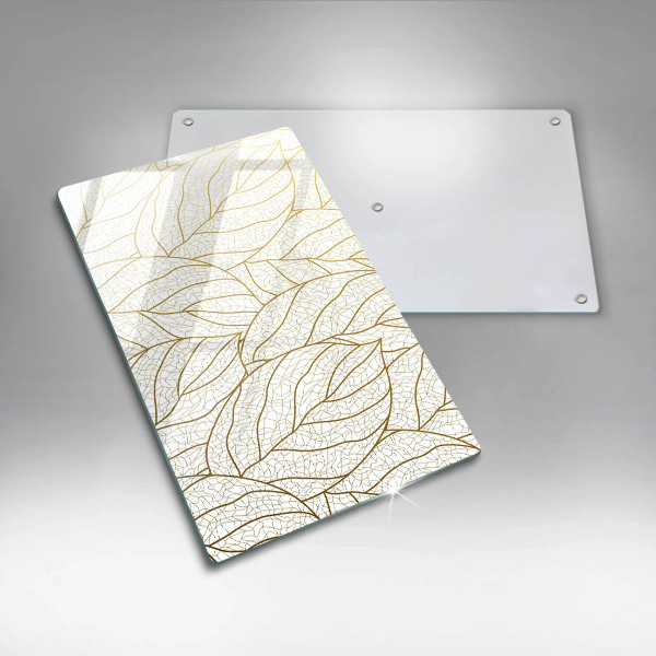 Glass worktop saver Line-art leaves pattern