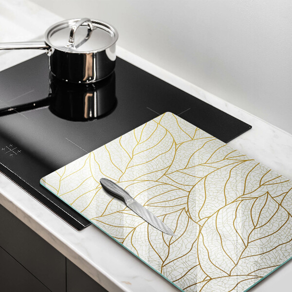 Glass worktop saver Line-art leaves pattern