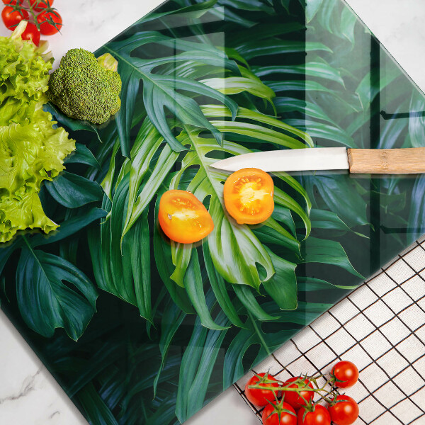 Glass worktop saver Monstera wild leaves