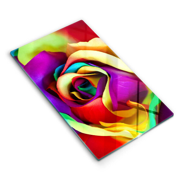 Glass worktop saver Colorful rose petals