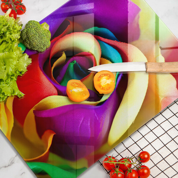 Glass worktop saver Colorful rose petals