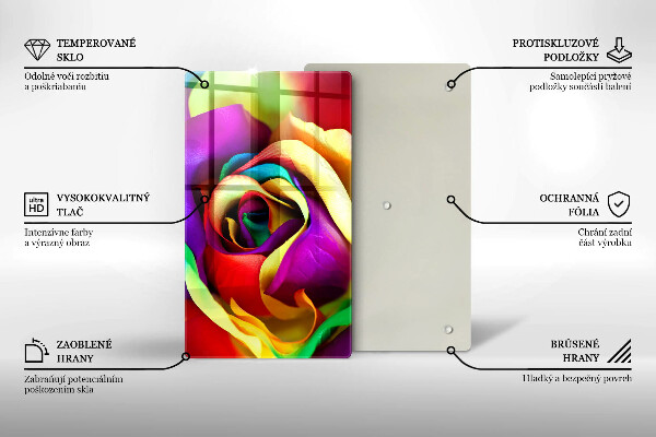 Glass worktop saver Colorful rose petals