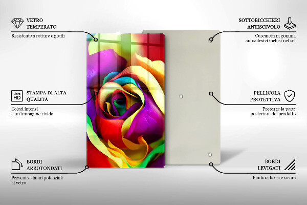 Glass worktop saver Colorful rose petals