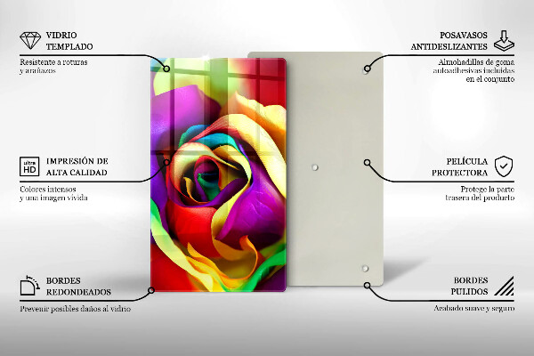 Glass worktop saver Colorful rose petals