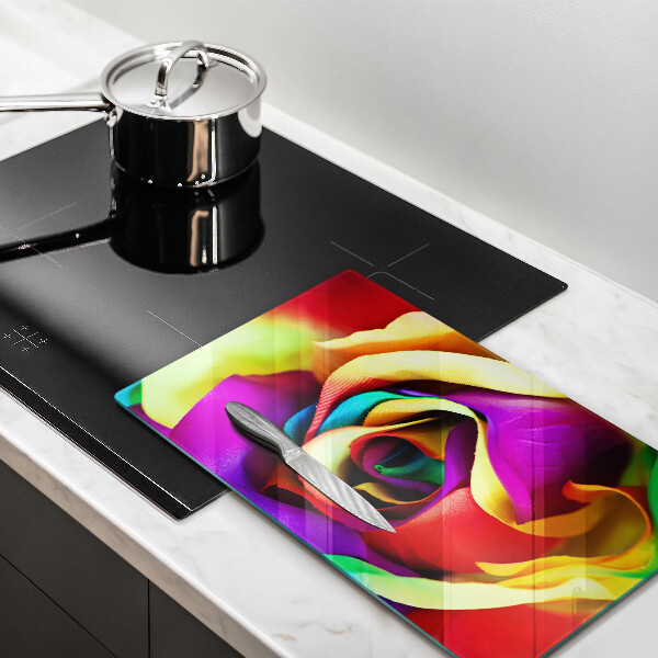 Glass worktop saver Colorful rose petals