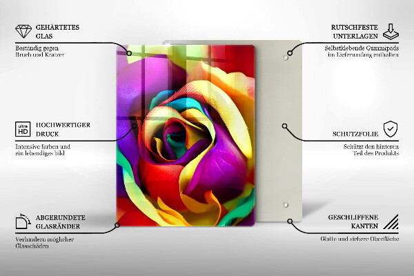 Glass worktop saver Colorful rose petals