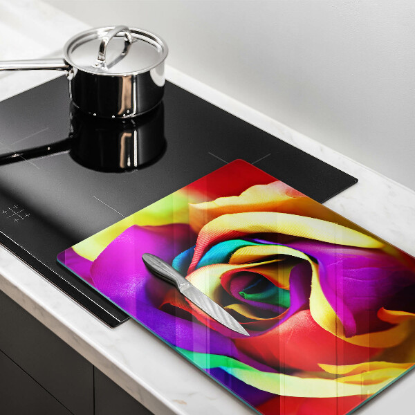 Glass worktop saver Colorful rose petals