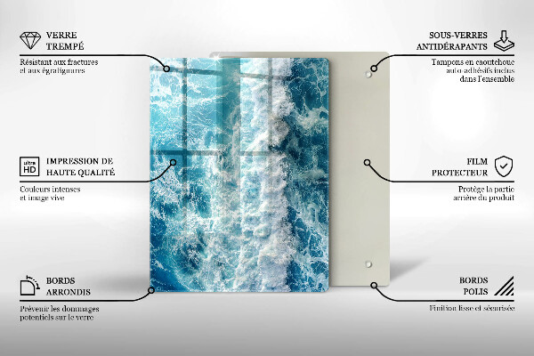 Glass worktop saver Water sea waves