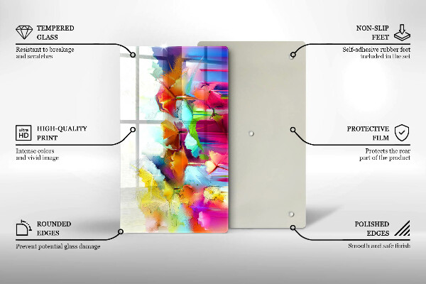 Glass worktop saver Flowers painted with paints