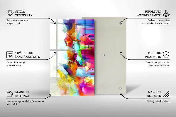 Glass worktop saver Flowers painted with paints