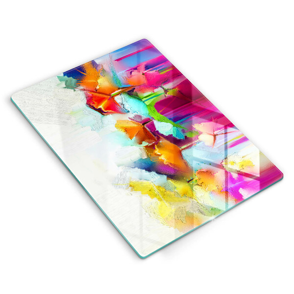 Glass worktop saver Flowers painted with paints