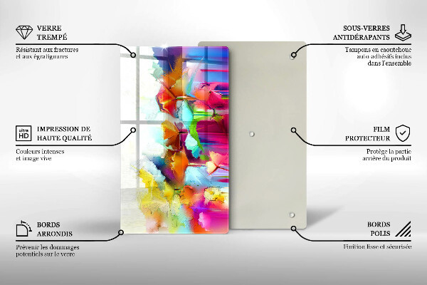 Glass worktop saver Flowers painted with paints