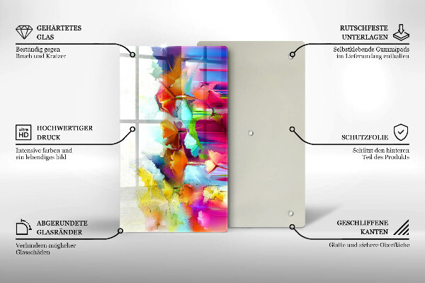 Glass worktop saver Flowers painted with paints