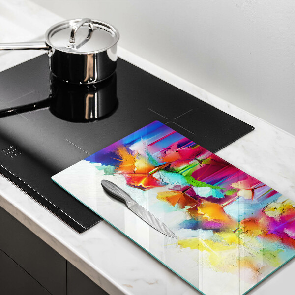 Glass worktop saver Flowers painted with paints