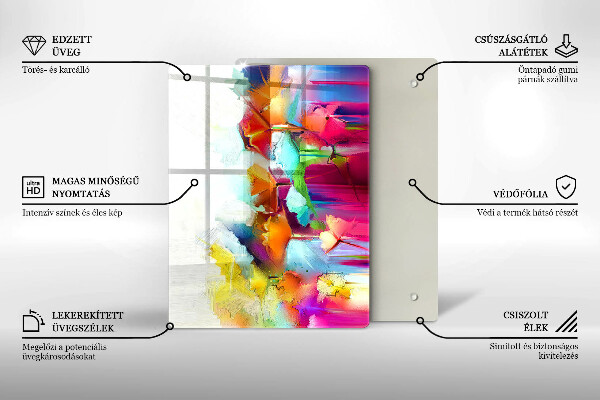 Glass worktop saver Flowers painted with paints