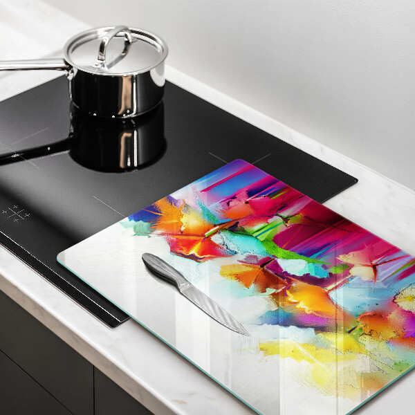 Glass worktop saver Flowers painted with paints