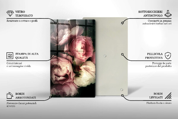 Worktop heat protector Peony flowers