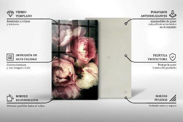 Worktop heat protector Peony flowers