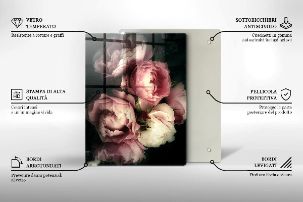 Worktop heat protector Peony flowers