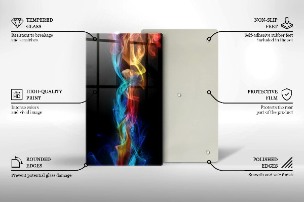 Glass worktop saver Colorful smoke