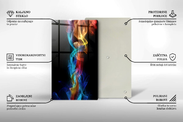 Glass worktop saver Colorful smoke
