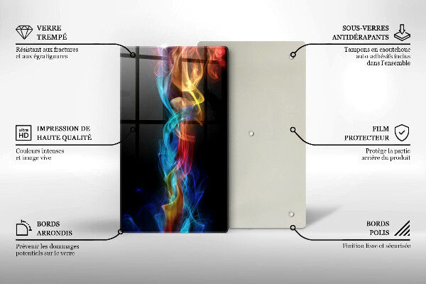 Glass worktop saver Colorful smoke
