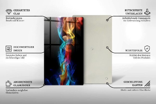 Glass worktop saver Colorful smoke