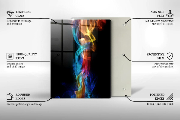 Glass worktop saver Colorful smoke