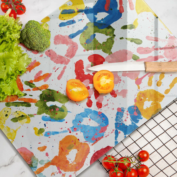 Glass worktop saver Traces of children's hands