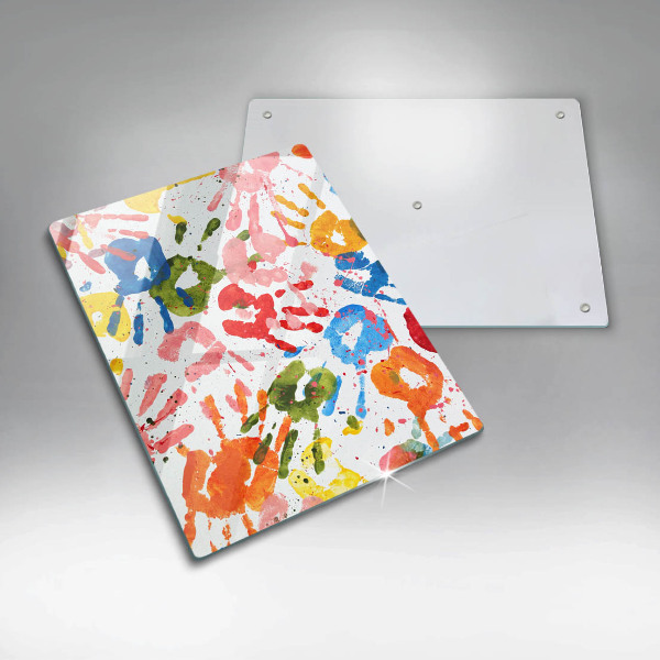 Glass worktop saver Traces of children's hands