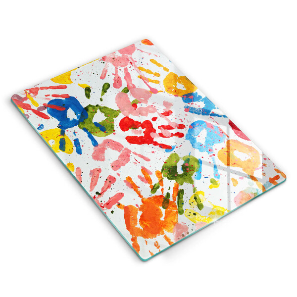 Glass worktop saver Traces of children's hands