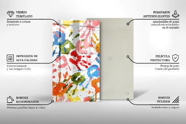 Glass worktop saver Traces of children's hands