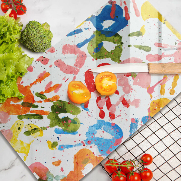 Glass worktop saver Traces of children's hands