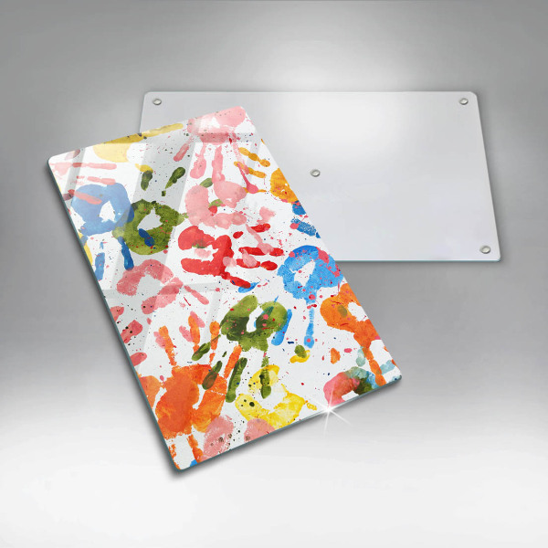 Glass worktop saver Traces of children's hands