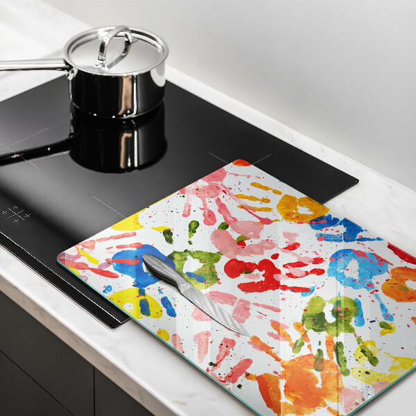 Glass worktop saver Traces of children's hands