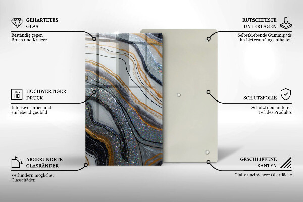 Glass worktop saver Rock with gold