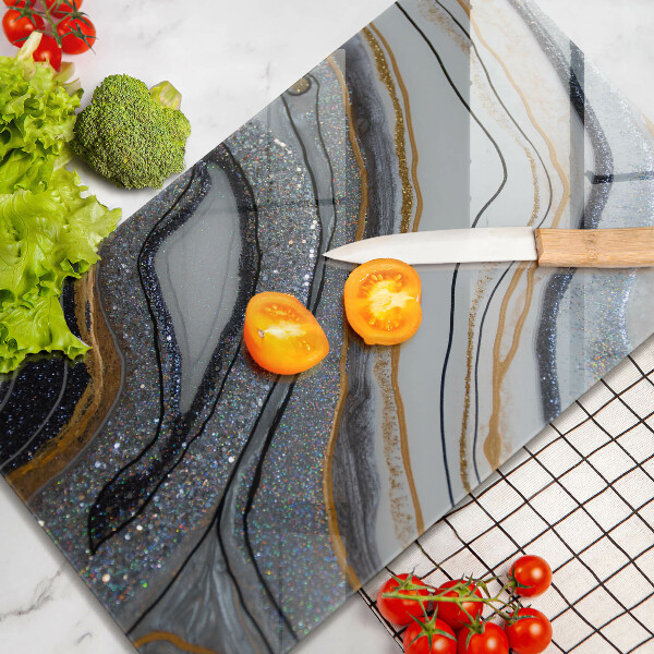 Glass worktop saver Rock with gold