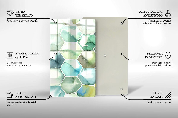 Kitchen countertop cover Watercolor hexagons