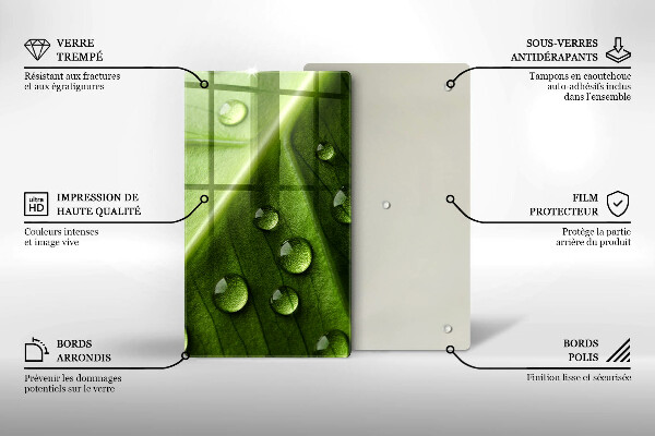 Glass worktop saver Nature Rosa and Leaf