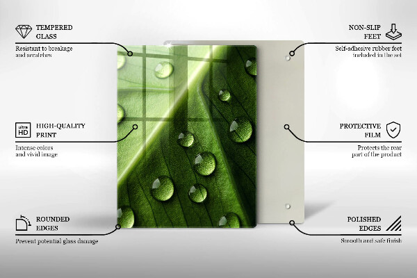 Glass worktop saver Nature Rosa and Leaf