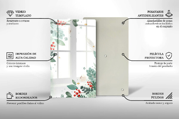 Glass worktop saver Watercolors leaves