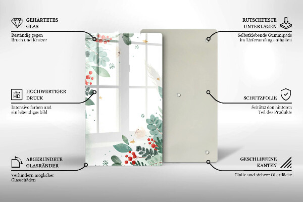 Glass worktop saver Watercolors leaves