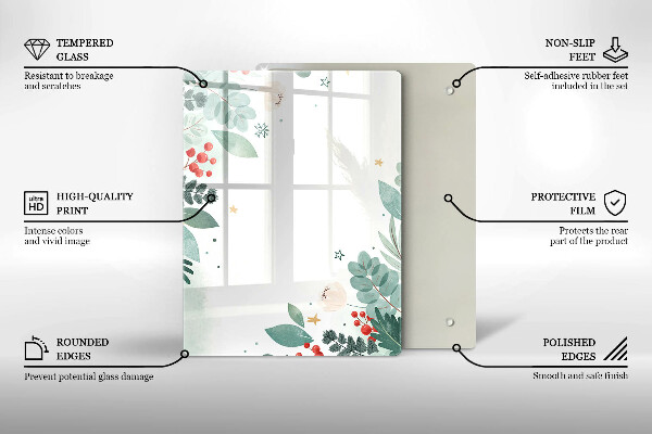 Glass worktop saver Watercolors leaves