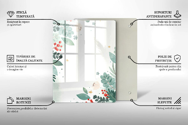 Glass worktop saver Watercolors leaves