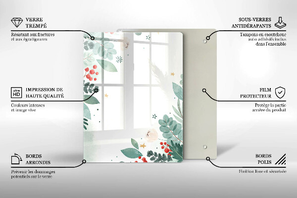 Glass worktop saver Watercolors leaves