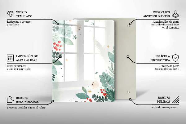 Glass worktop saver Watercolors leaves