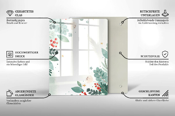 Glass worktop saver Watercolors leaves