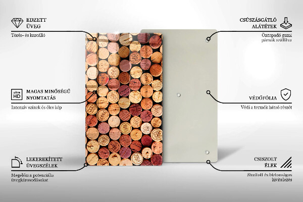 Glass worktop saver Wine corks pattern