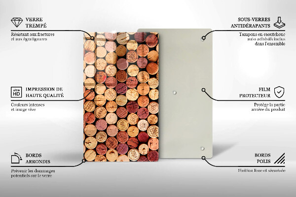 Glass worktop saver Wine corks pattern