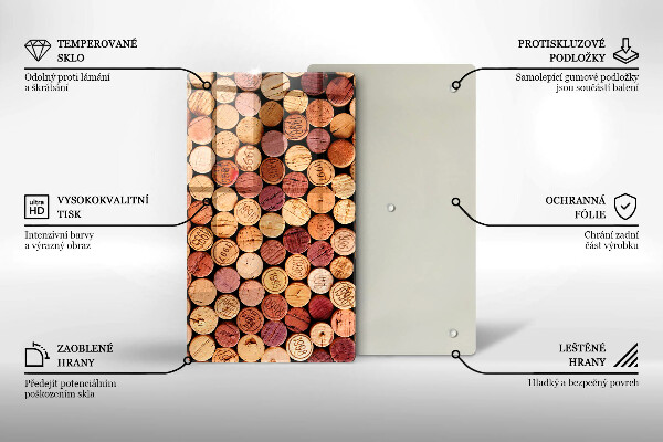 Glass worktop saver Wine corks pattern